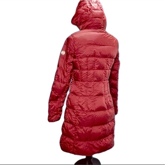 Michael Kors Packable Quilted Down Puffer Jacket Red XS Hooded Lightweight Coat - Picture 3 of 17